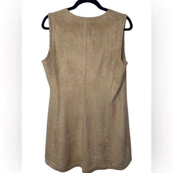 209WST38 NEW YORK Tan Suede Sleeveless Cape Cardigan Size 12 - Picture 2 of 5